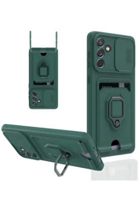 Newface Samsung Galaxy A04S Kılıf Zuma Kartvizitli Yüzüklü Silikon - Yeşil resmi