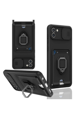 Newface Samsung Galaxy A03 Kılıf Zuma Kartvizitli Yüzüklü Silikon - Siyah resmi