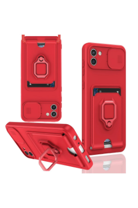 Newface Samsung Galaxy A03 Kılıf Zuma Kartvizitli Yüzüklü Silikon - Kırmızı resmi