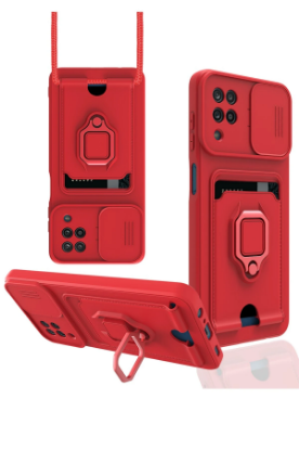 Newface Samsung Galaxy A12 Kılıf Zuma Kartvizitli Yüzüklü Silikon - Kırmızı resmi