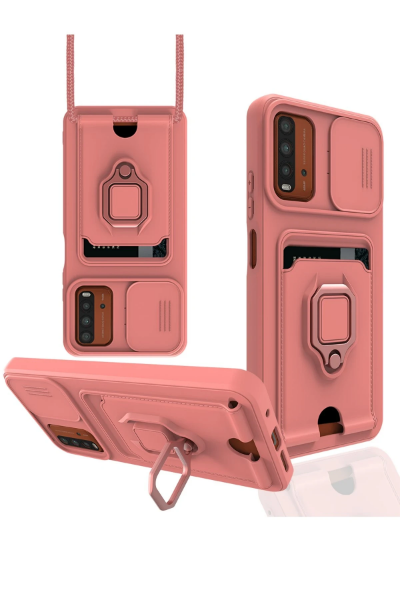Newface Xiaomi Redmi 9T Kılıf Zuma Kartvizitli Yüzüklü Silikon - Pembe resmi