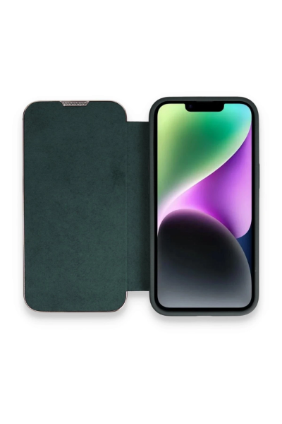 Newface iPhone 13 Pro Max Kılıf Dolpin Kapaklı - Koyu Yeşil resmi