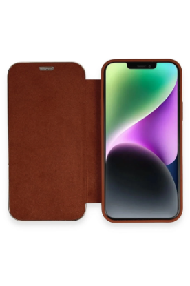 Newface iPhone 12 Kılıf Dolpin Kapaklı - Kahverengi resmi