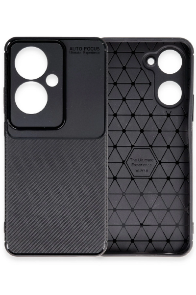 Newface Oppo Reno 11F Kılıf Auto Focus Karbon Kapak - Siyah resmi