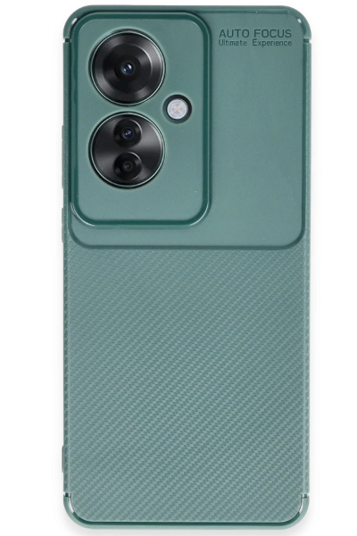 Newface Oppo Reno 11F Kılıf Auto Focus Karbon Kapak - Koyu Yeşil resmi