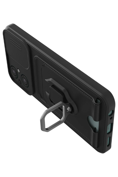 Newface Xiaomi Poco M5 Kılıf Zuma Kartvizitli Yüzüklü Silikon - Siyah resmi