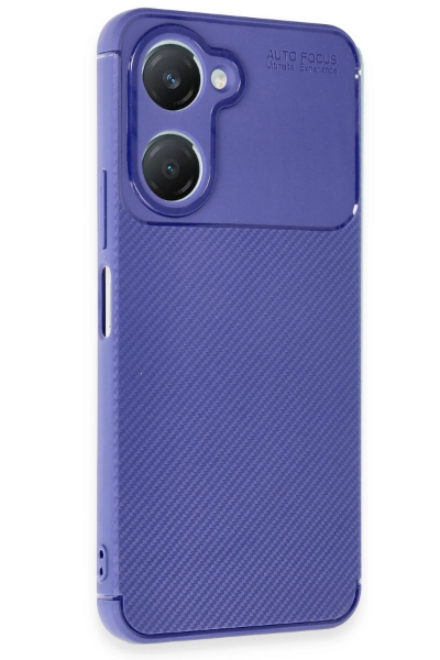 Newface Vivo Y18 Kılıf Auto Focus Karbon Kapak - Lacivert resmi