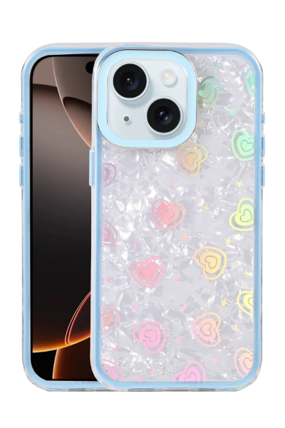 Newface Apple iPhone 15 Lumi Desenli Kapak - Mavi resmi