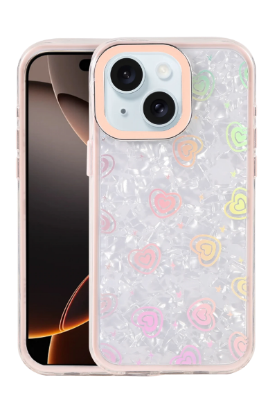 Newface Apple iPhone 15 Lumi Desenli Kapak - Pembe resmi