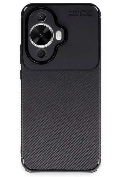 Newface Huawei Nova 12S Kılıf Auto Focus Karbon Kapak - Siyah resmi