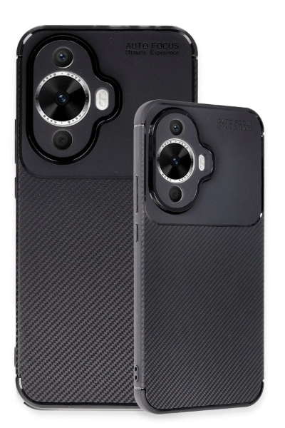 Newface Huawei Nova 12S Kılıf Auto Focus Karbon Kapak - Siyah resmi