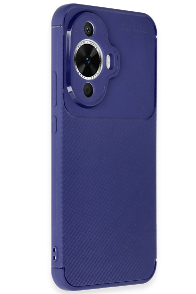 Newface Huawei Nova 12S Kılıf Auto Focus Karbon Kapak - Lacivert resmi