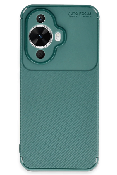 Newface Huawei Nova 12S Kılıf Auto Focus Karbon Kapak - Koyu Yeşil resmi