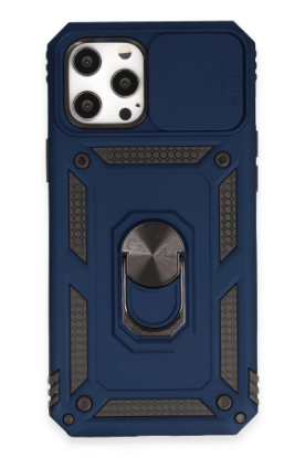 Newface iPhone 12 Pro Max Kılıf Pars Lens Yüzüklü Silikon - Lacivert resmi