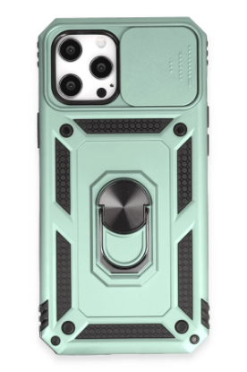 Newface iPhone 12 Pro Max Kılıf Pars Lens Yüzüklü Silikon - Yeşil resmi