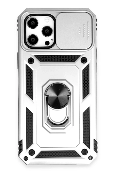 Newface iPhone 12 Pro Max Kılıf Pars Lens Yüzüklü Silikon - Gümüş resmi