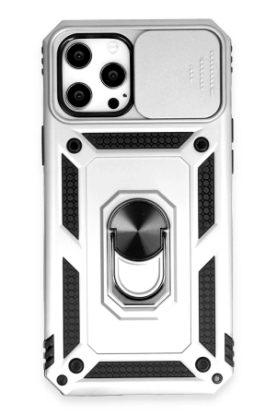 Newface iPhone 12 Pro Max Kılıf Pars Lens Yüzüklü Silikon - Gümüş resmi