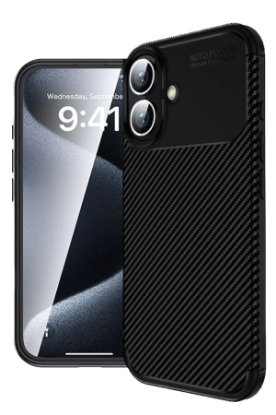 Newface iPhone 16 Kılıf Auto Focus Karbon Kapak - Siyah resmi