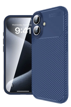 Newface iPhone 16 Kılıf Auto Focus Karbon Kapak - Lacivert resmi