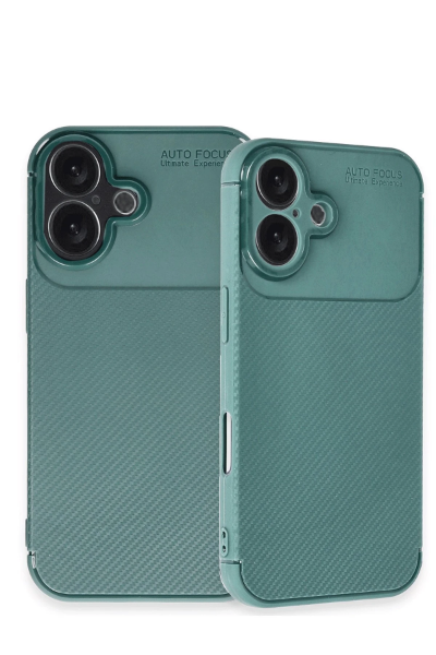 Newface iPhone 16 Kılıf Auto Focus Karbon Kapak - Koyu Yeşil resmi
