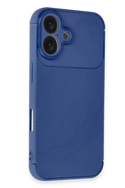 Newface iPhone 16 Plus Kılıf Auto Focus Karbon Kapak - Lacivert resmi