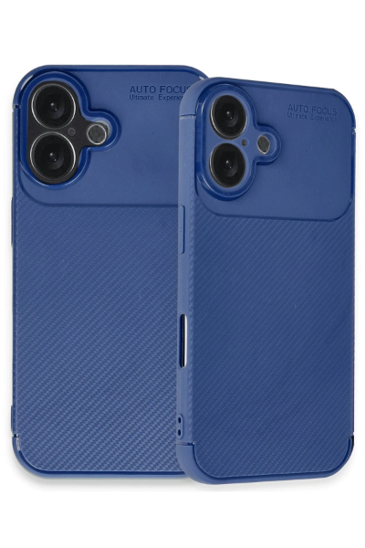 Newface iPhone 16 Plus Kılıf Auto Focus Karbon Kapak - Lacivert resmi