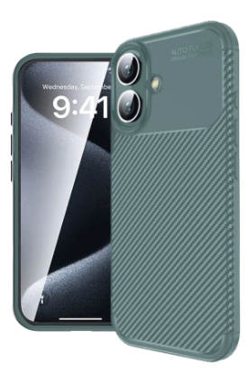 Newface iPhone 16 Plus Kılıf Auto Focus Karbon Kapak - Koyu Yeşil resmi