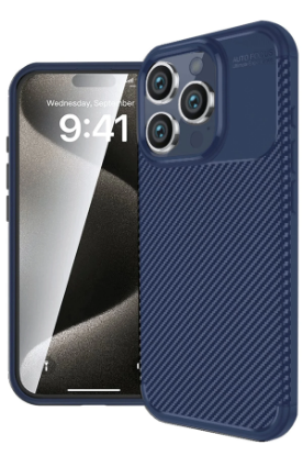 Newface iPhone 16 Pro Kılıf Auto Focus Karbon Kapak - Lacivert resmi