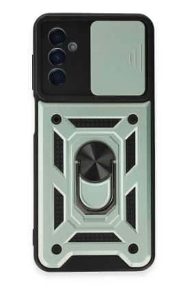 Newface Samsung Galaxy A14 4G Kılıf Pars Lens Yüzüklü Silikon - Yeşil resmi