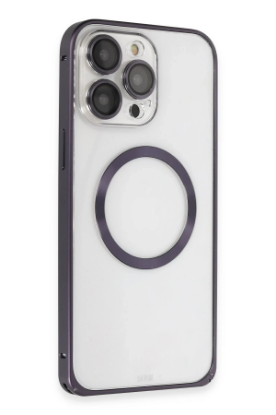 Joko iPhone 14 Pro Kılıf Metal Bumper Magneticsafe Kapak - Derin Mor resmi