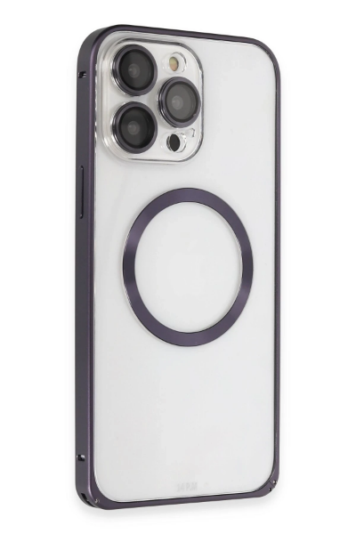 Joko iPhone 14 Pro Kılıf Metal Bumper Magneticsafe Kapak - Derin Mor resmi