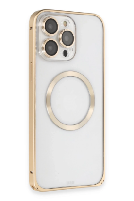 Joko iPhone 14 Pro Kılıf Metal Bumper Magneticsafe Kapak - Gold resmi
