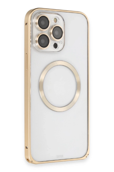 Joko iPhone 14 Pro Kılıf Metal Bumper Magneticsafe Kapak - Gold resmi