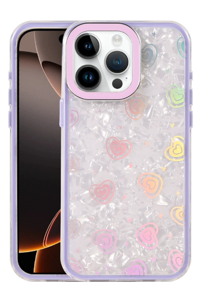 Newface Apple iPhone 16 Pro Lumi Desenli Kapak - Mor resmi