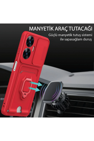 Newface Realme C55 Kılıf Zuma Kartvizitli Yüzüklü Silikon - Siyah resmi