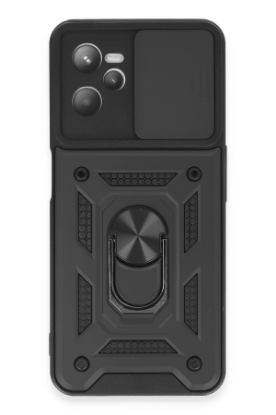 Newface Realme C35 Kılıf Pars Lens Yüzüklü Silikon - Siyah resmi