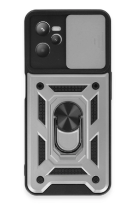 Newface Realme C35 Kılıf Pars Lens Yüzüklü Silikon - Gümüş resmi