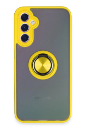 Newface Samsung Galaxy A24 4G Kılıf Montreal Yüzüklü Silikon Kapak - Sarı resmi