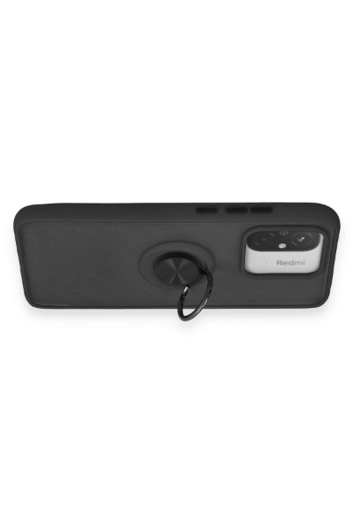 Newface Xiaomi Redmi 12C Kılıf Montreal Yüzüklü Silikon Kapak - Siyah resmi