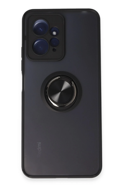 Newface Xiaomi Redmi Note 12 4G Kılıf Montreal Yüzüklü Silikon Kapak - Siyah resmi