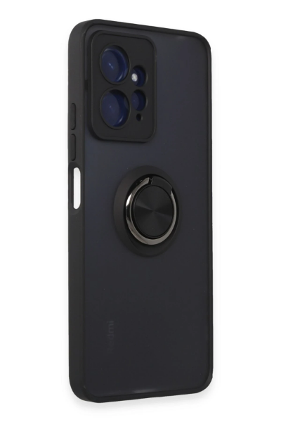 Newface Xiaomi Redmi Note 12 4G Kılıf Montreal Yüzüklü Silikon Kapak - Siyah resmi