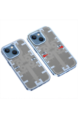 Newface iPhone 14 Kılıf Mekanik Bumper Kapak - Mavi resmi