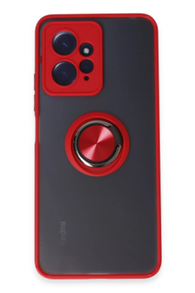 Newface Xiaomi Redmi Note 12 4G Kılıf Montreal Yüzüklü Silikon Kapak - Kırmızı resmi