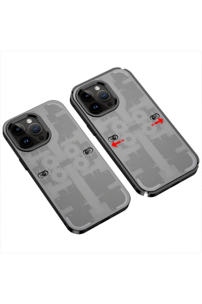 Newface iPhone 14 Pro Kılıf Mekanik Bumper Kapak - Siyah resmi