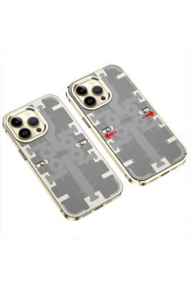 Newface iPhone 14 Pro Max Kılıf Mekanik Bumper Kapak - Gold resmi