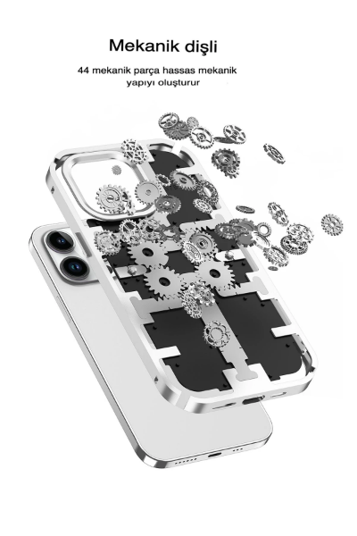 Newface iPhone 14 Pro Max Kılıf Mekanik Bumper Kapak - Mavi resmi