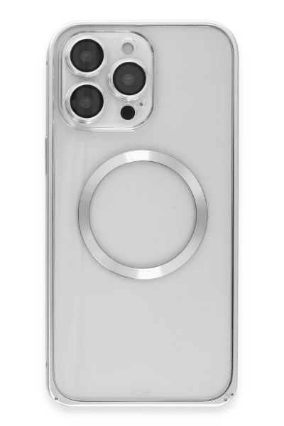 Joko iPhone 15 Pro Kılıf Metal Bumper Magneticsafe Kapak - Gümüş resmi