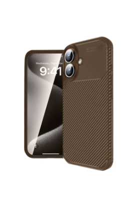 Newface iPhone 16 Kılıf Auto Focus Karbon Kapak - Kahverengi resmi
