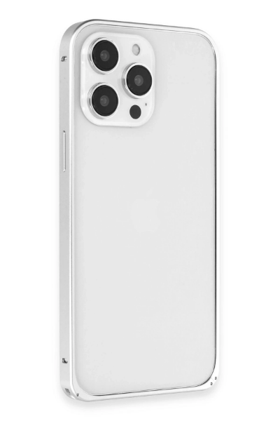 Joko iPhone 15 Pro Kılıf Metal Bumper Magneticsafe Kapak - Gümüş resmi