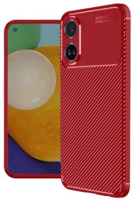 Newface Oppo A38 Kılıf Auto Focus Karbon Kapak - Kırmızı resmi